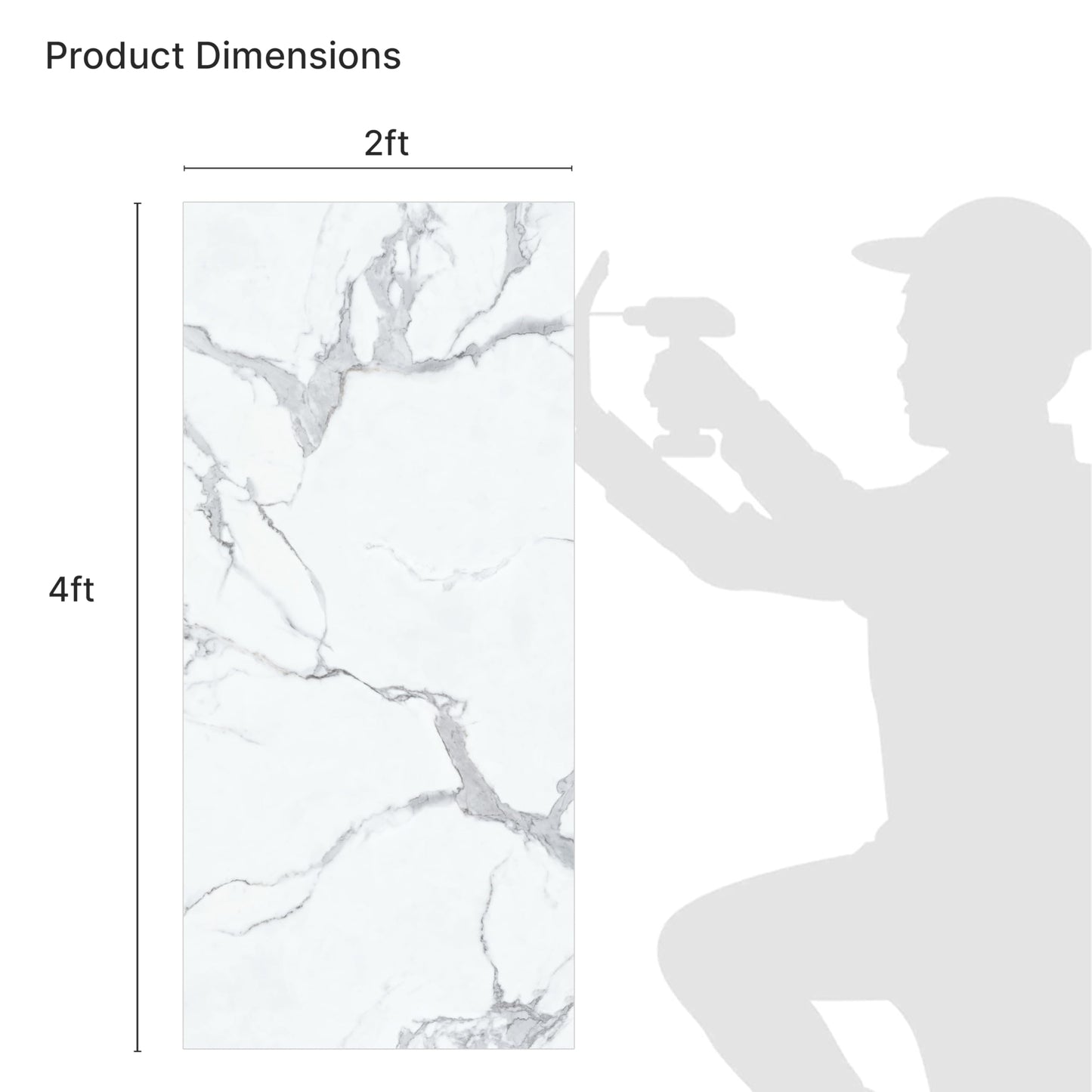 Dundee Deco Faux Marble Panels - 2 ft X 4 ft - Matte, Waterproof DIY Decorative Panels for Walls and Floors - Off-White, Grey, Tan Veins - Set of 4 - Covers 31 sq ft