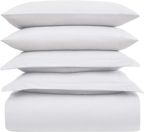 Mellanni Duvet Cover Set - 5-Piece Hotel Luxury Bedding - Extra Soft & Cooling Microfiber | Queen, White