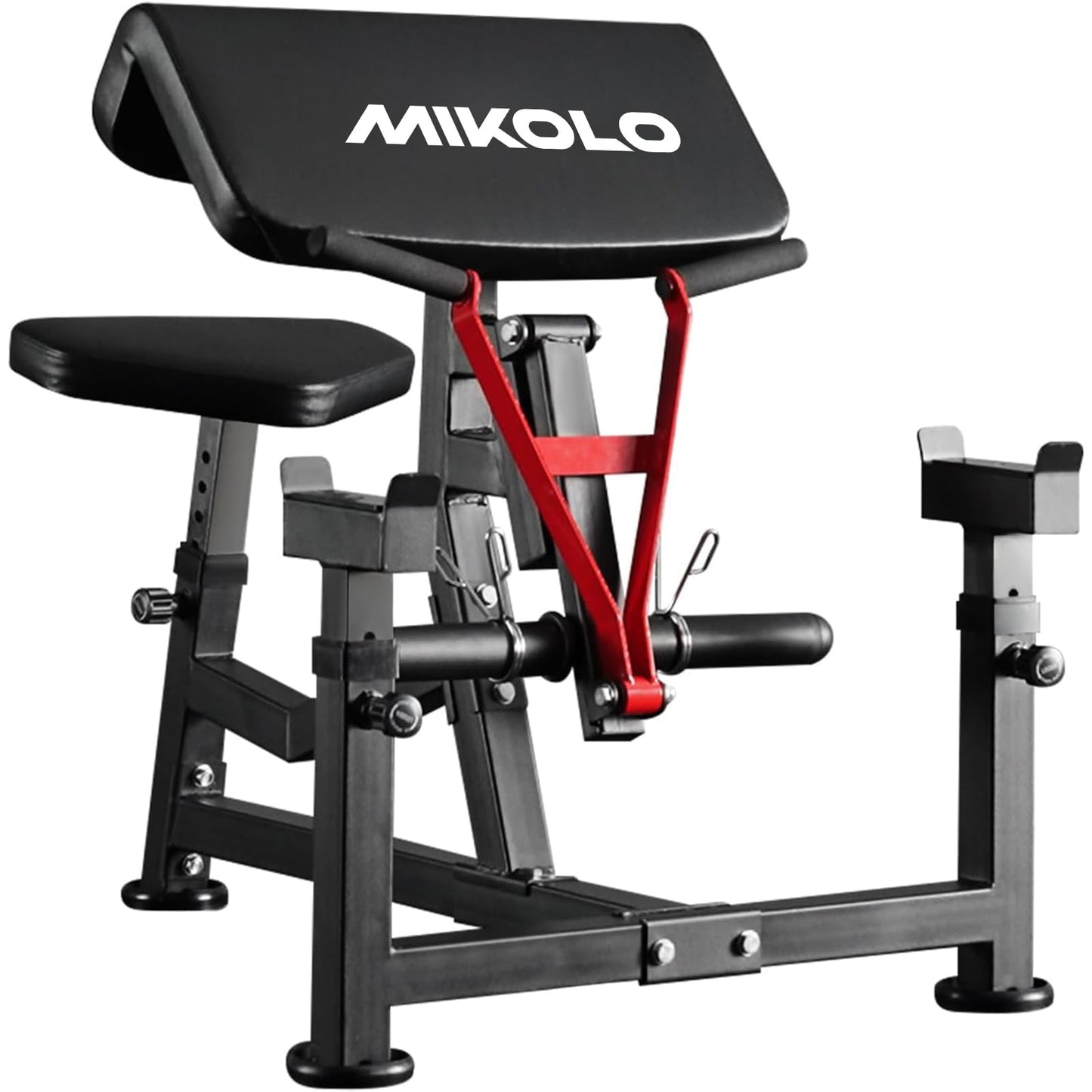 Mikolo Preacher Curl Bench, Plate Loaded Bicep Curl Machine, Bicep and Tricep Workout Equipment，2 in 1 Arm Training Machine for Home Gym