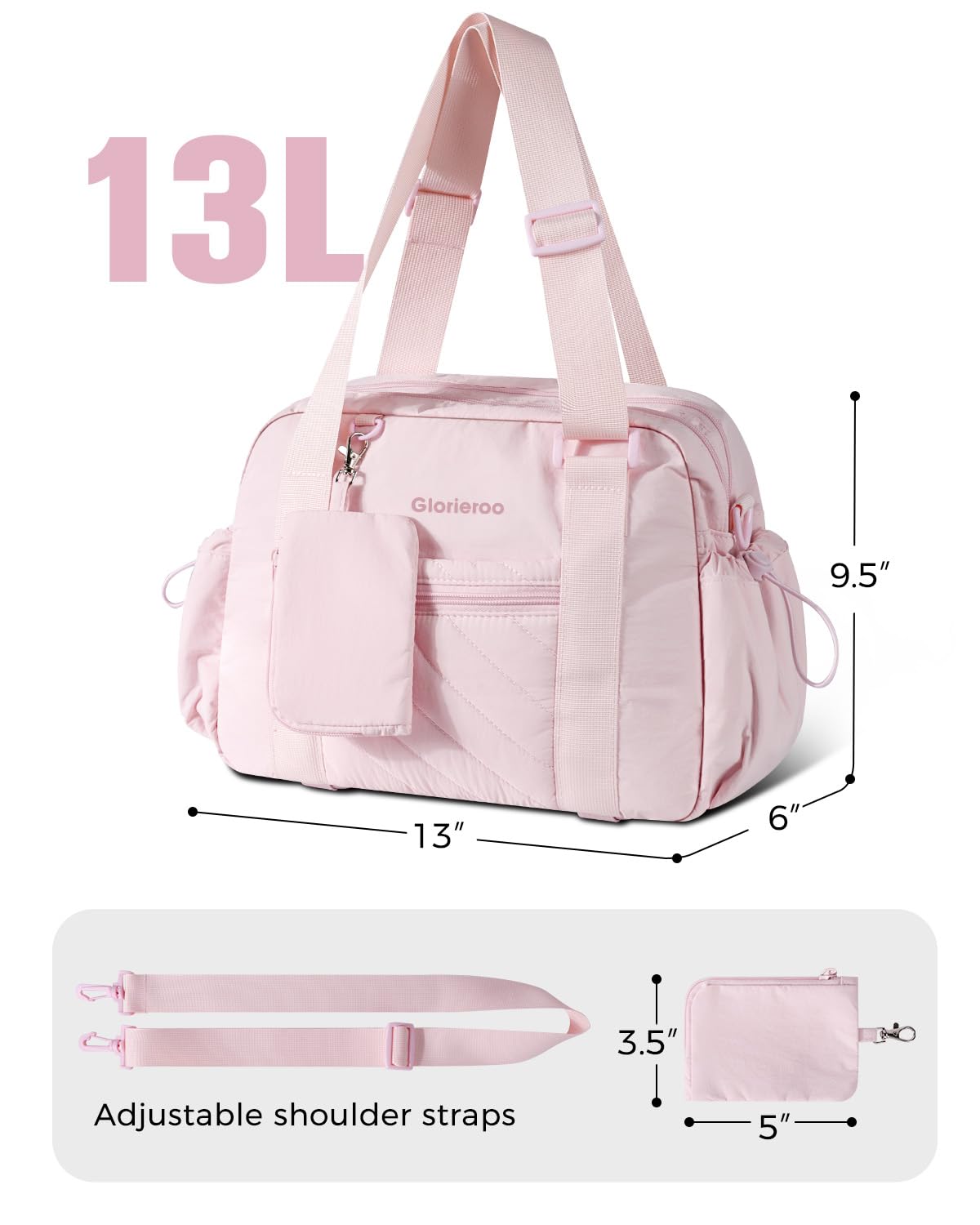 Small Gym Bag for Women - Puffer Duffle Weekender Work Duffel Carry on Overnight Nurse Dance Yoga Workout Tote Bag with Yoga Mat Holder Wet Compartment Coin Purse BPA-Free