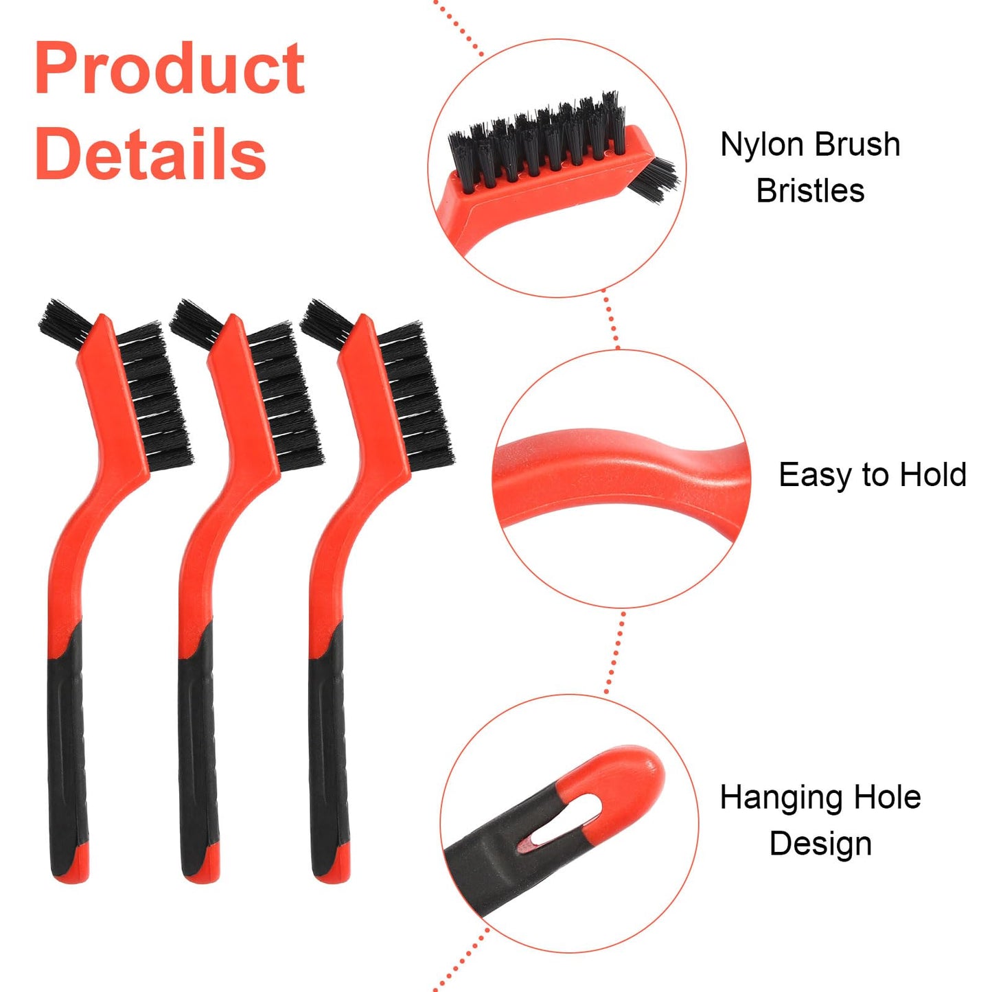 8Pcs Nylon Cleaning Brushes, Bristles Scratch Brush Set, Nylon Bristle Brushes Small Cleaning Brushes for Daily Cleaning Dirt Removal