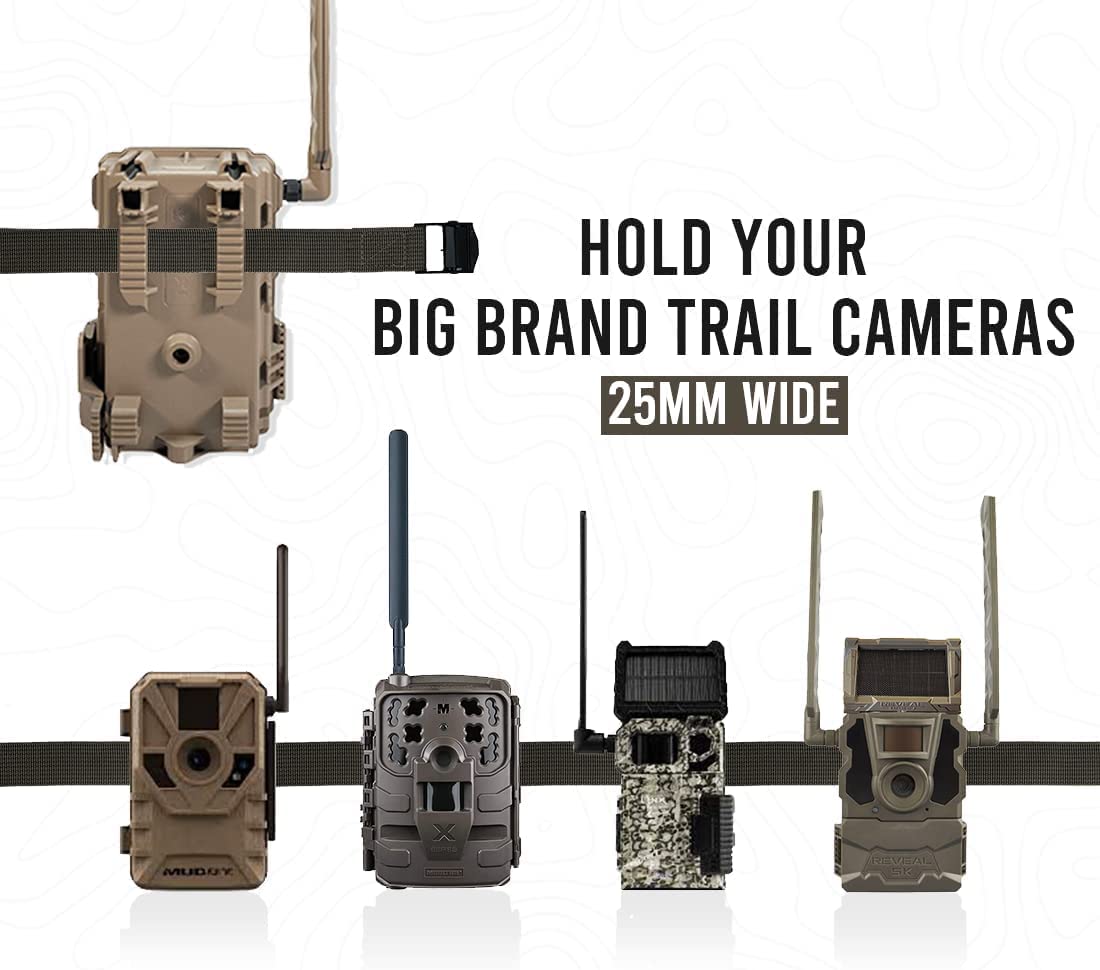 upperosey Trail Camera Straps 8 Packs, Game Cam Mounting Straps w/Durable Alloy Buckle, 6 ft. Long Nylon Utility Strap for Hanging Deer Camera, 25mm Width (Brown)