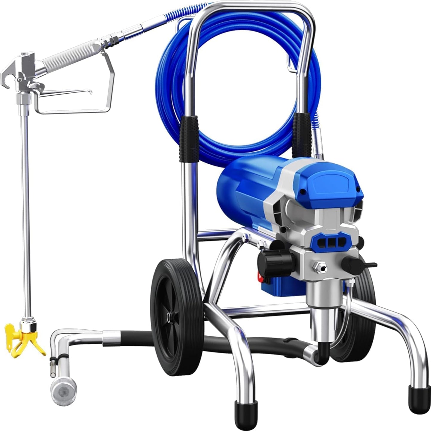 Airless Paint Sprayer, 1800W High Efficiency Electric Paint Sprayer, 3800PSI Cart Thinning-Free Airless Sprayer with Extension Rod and Wheels, for Home, Yard, Garden, Commercial Use