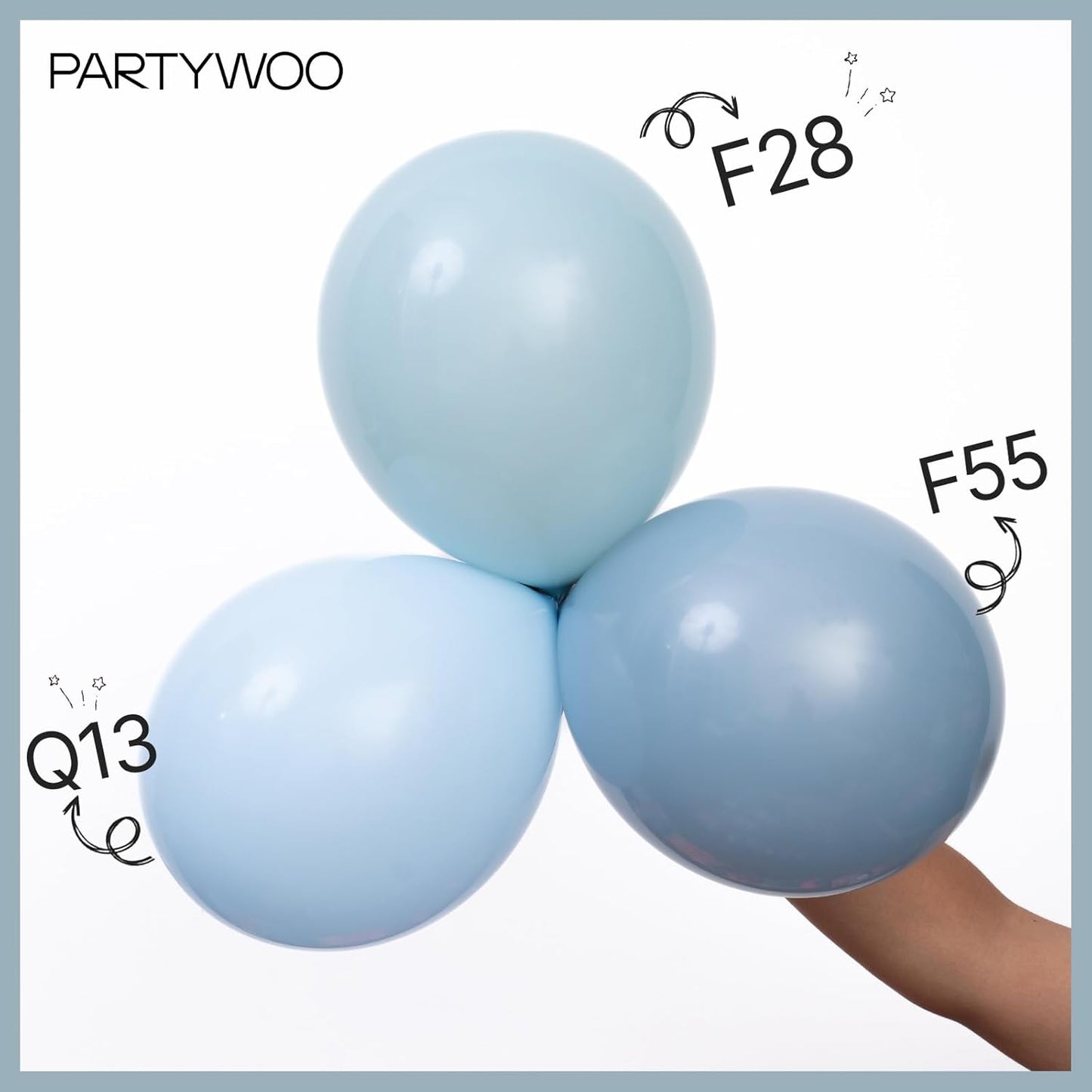 PartyWoo Dusty Blue Balloons - 120-Piece Boho Balloon Arch Kit | Light Blue Aqua for Graduation, Baby Shower & Birthday Decor