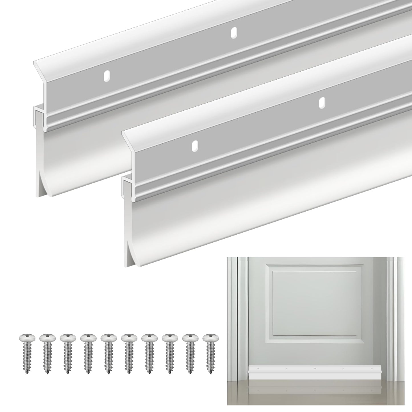 Aluminum Door Rubber Sweep 36 Inch – Heavy Duty Door Draft Stopper, Weather Stripping Seal Strip for Exterior & Interior Doors, Energy Saving, Noise Reduction, Easy Installation