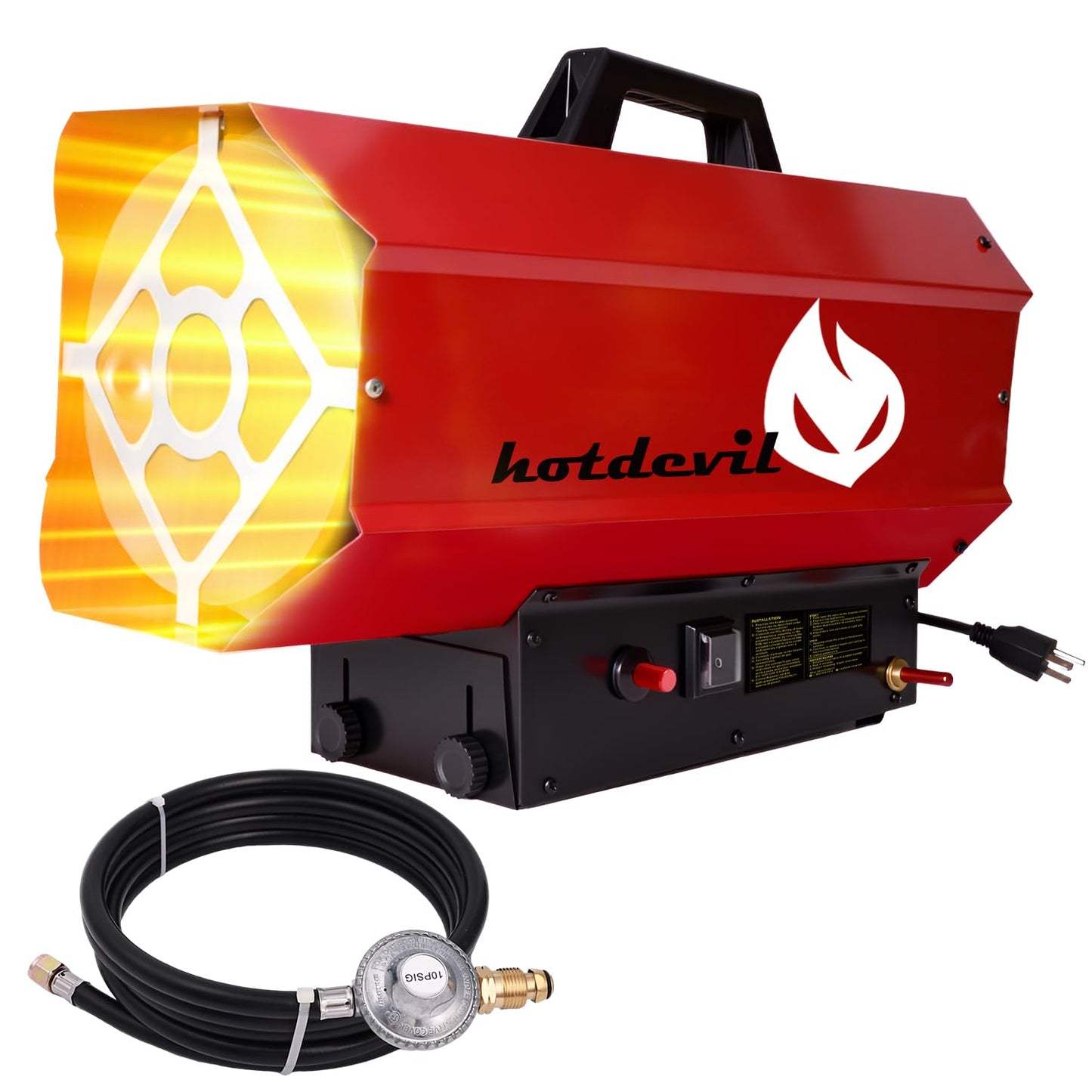 Hotdevil 85,000 BTU Forced Air Propane Heater(Non-adjustable Firepower),Thermally Protected, Heavy-Duty Garage Heater For Warehouses,Barns and Workshops up to 2200 Sq feet（Gas Cylinder not Include）