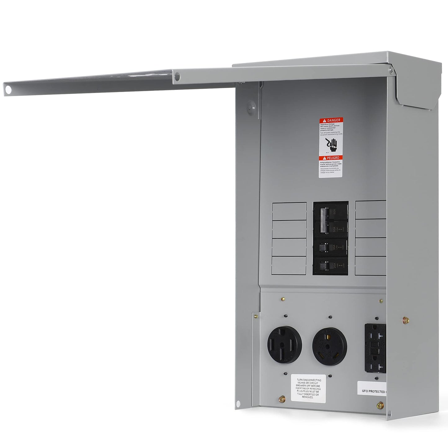 Electrical Panel RV Electrical Outlet Panel with Breaker Prewired Circuit 20 30 50 Amp Receptacle Installed Power Outlet Box Weatherproof,UL Listed