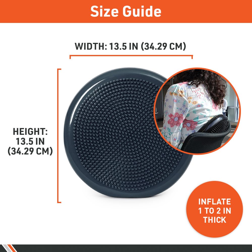 Body Sport Balance Disc - Inflatable, 13.5 in Balance Trainer - for Core Stability and Muscle Activation - Perfect for Dynamic Sitting or Standing Exercises (Black)
