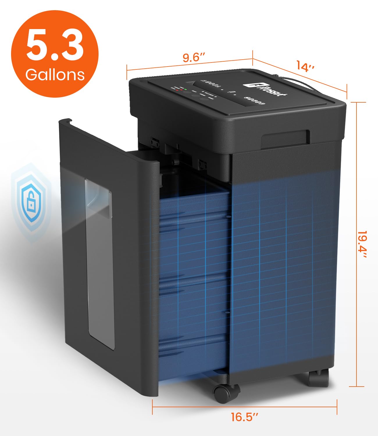 Frossvt Heavy Duty Paper Shredder Micro-Cut High Security Level P-4/12 Sheets 10-Minutes Running Time/AUTO Reverse/ 5.3-Gallon Pull Out Bin, Anti-Jam & Quiet Shredder for Office Home