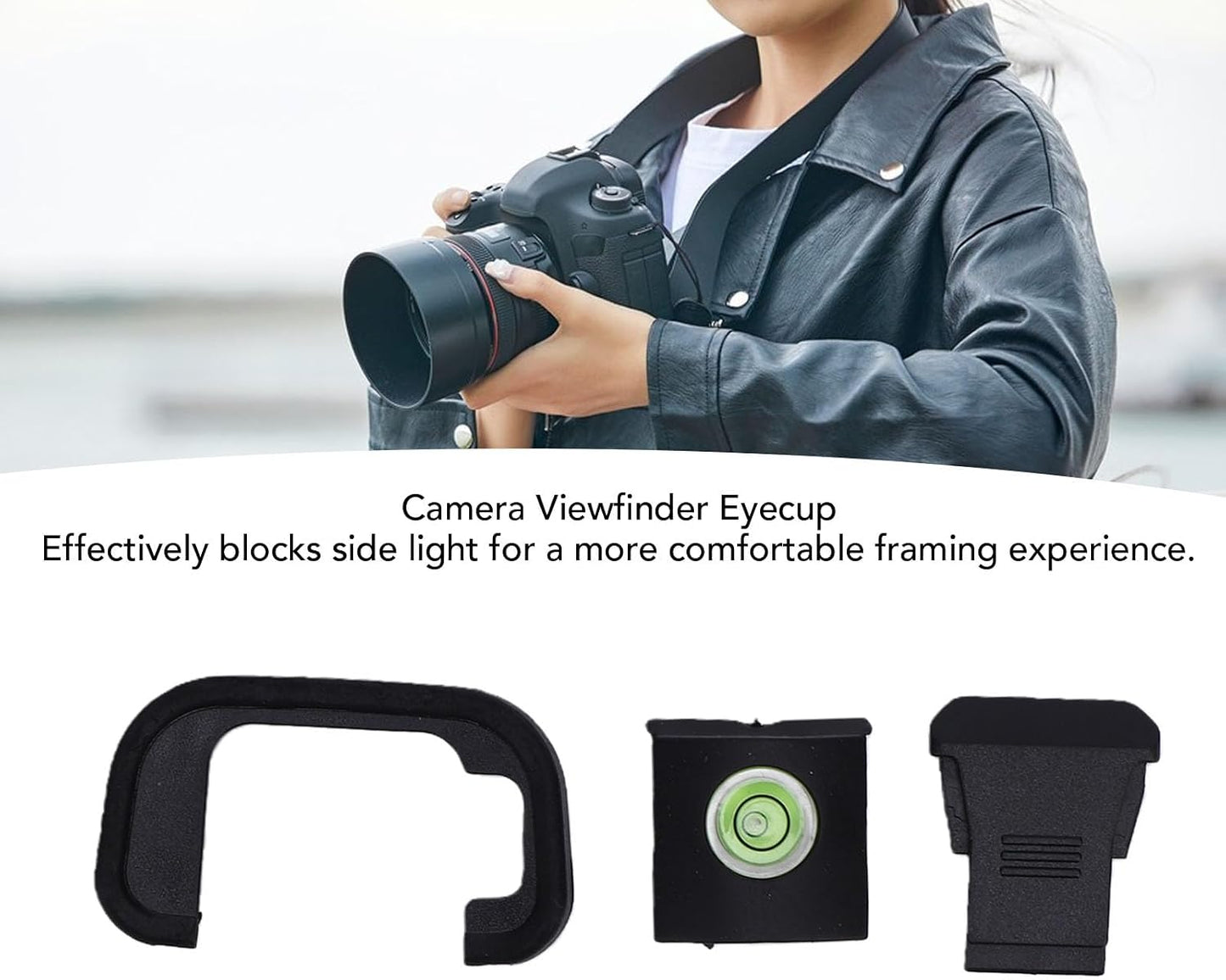 R8 Yunseity Viewfinder Eyecup, Soft Silicone Eyepiece with Hot Shoe Cover and Level for RP Camera, Portable Accessories