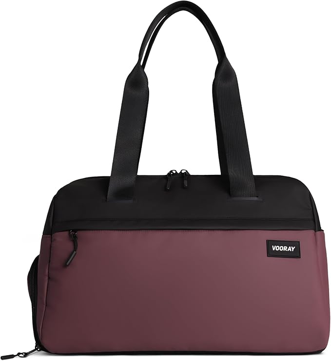 Vooray 25L Trainer Duffel Bag Rose ??Lightweight Travel Duffel for Women and Men with Shoe Pocket, Workout Bag, Weekender for Overnight, Football, Traveling, or Hospital Use