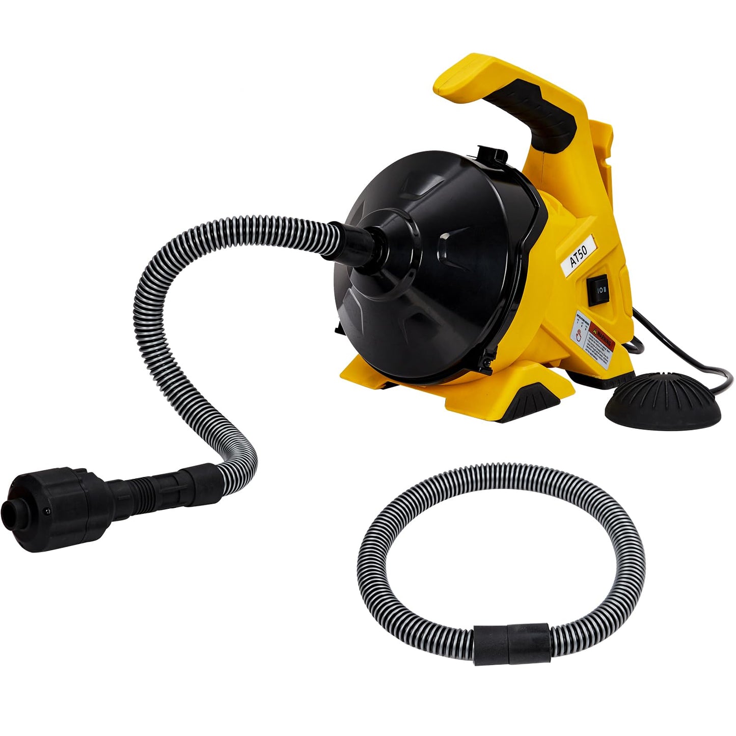 TROPOW Drain Cleaner Machine 30Ft, Auto-feed Electric Drain Auger for 3/4In - 2In Pipes, Cable in Piano Wire with Foot Switch, Sewer Snake for Sinks, Toilets, and Floor Drains