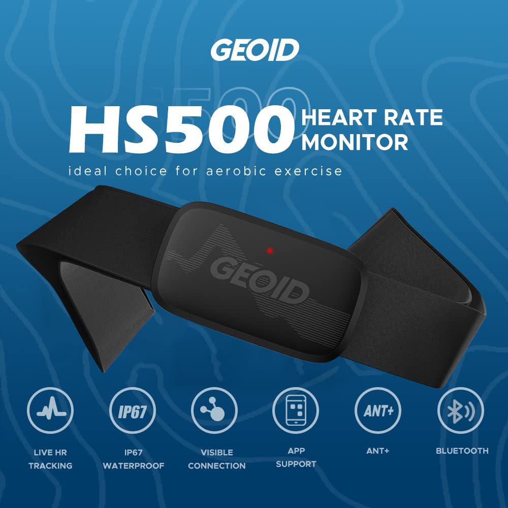 GEOID HS500 Heart Rate Monitor, Heart Rate Sensor Chest Strap, Protocol ANT+/Bluetooth, Compatible with iOS/Android APPs