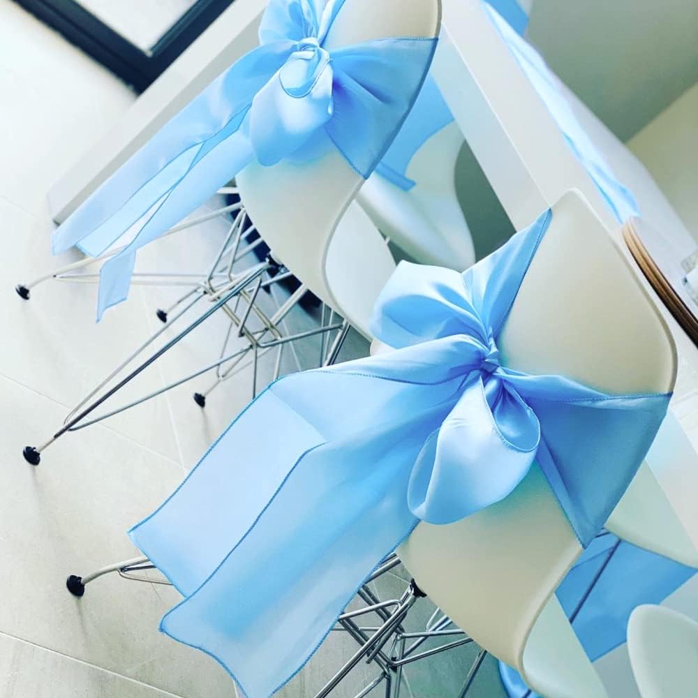 Royal Blue Satin Chair Sashes by [Brand Name] - Elegant 7x108 Inch Bows for Weddings & Parties