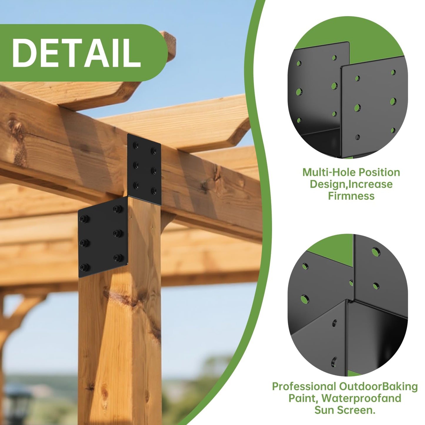4 Pack 4x4 Heavy-Duty Post Caps Tie Bracket(Actual 3.5"x3.5"), High-Carbon Steel Wood Beam Support, Beam-Hanging Fixtures,Steel Post Anchor Connector, for Gazebo, Deck & Porch Post to Beam(Black)