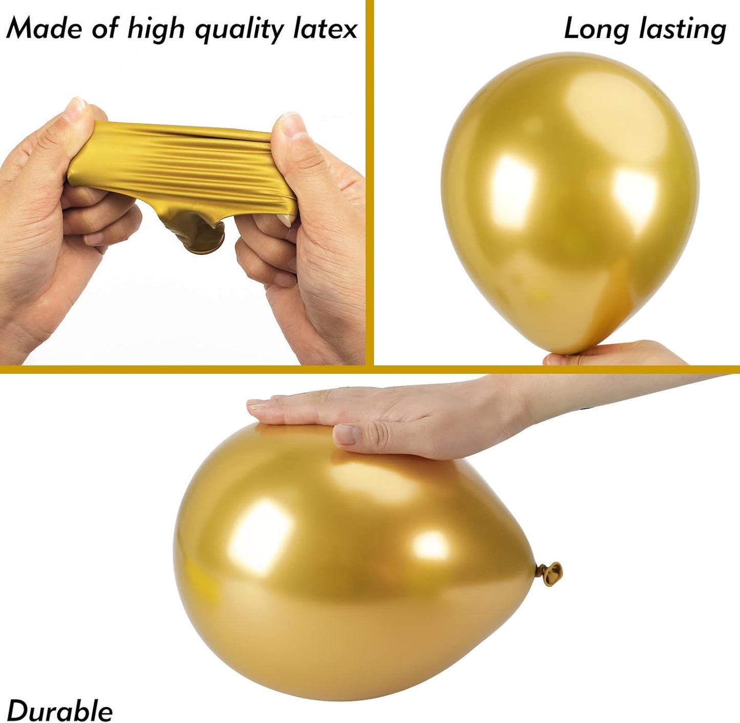 RUBFAC Metallic Gold Balloon Arch Kit - 149pcs Latex Balloons in 5-18 Inch Sizes for Parties & Events