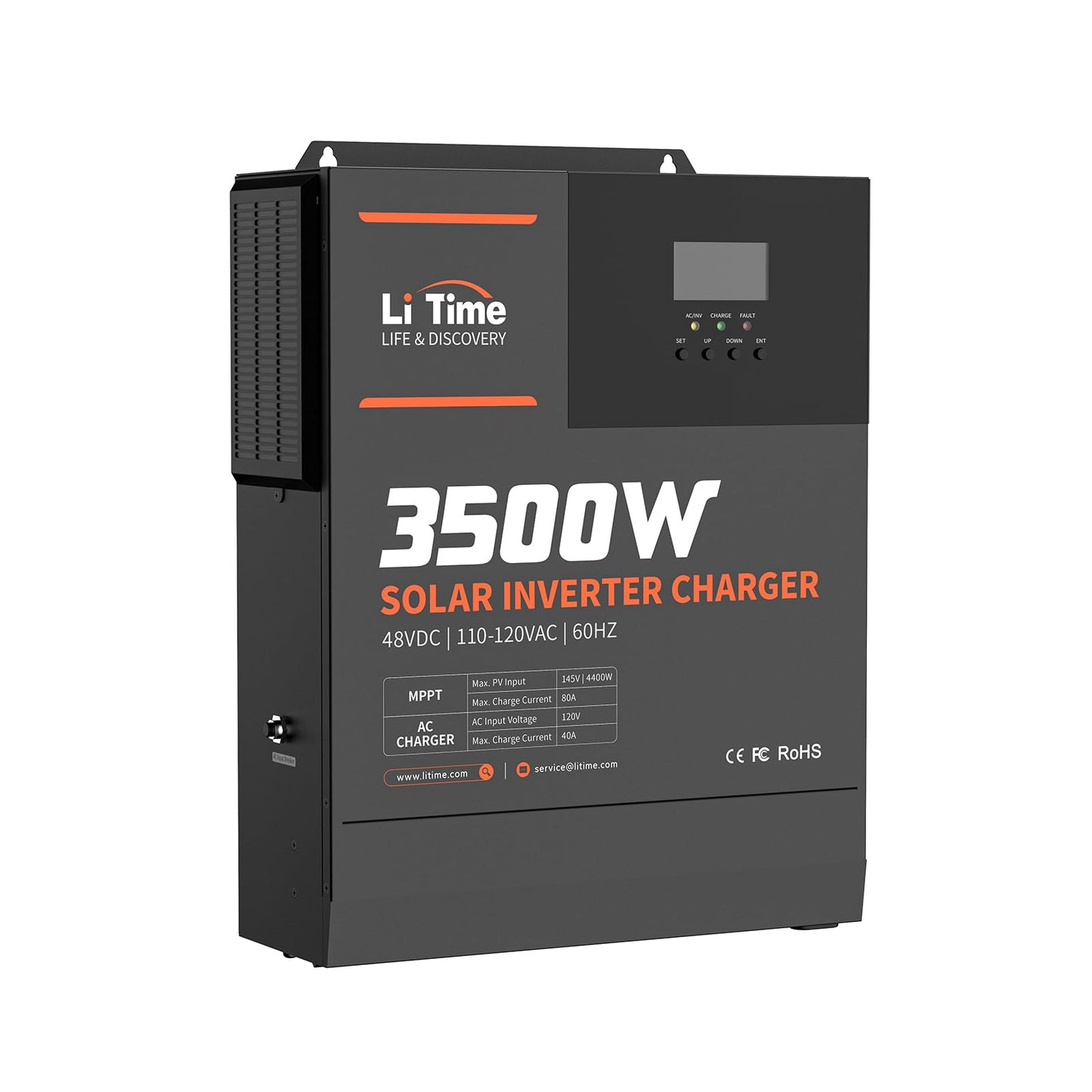 LiTime Solar Inverter Charger, 3500W DC 48V to AC 120V Pure Sine Wave Inverter with 80A MPPT Charge Controller, 40A AC Battery Charger, Uninterrupted Power Supply (UPS), RS485 Communication