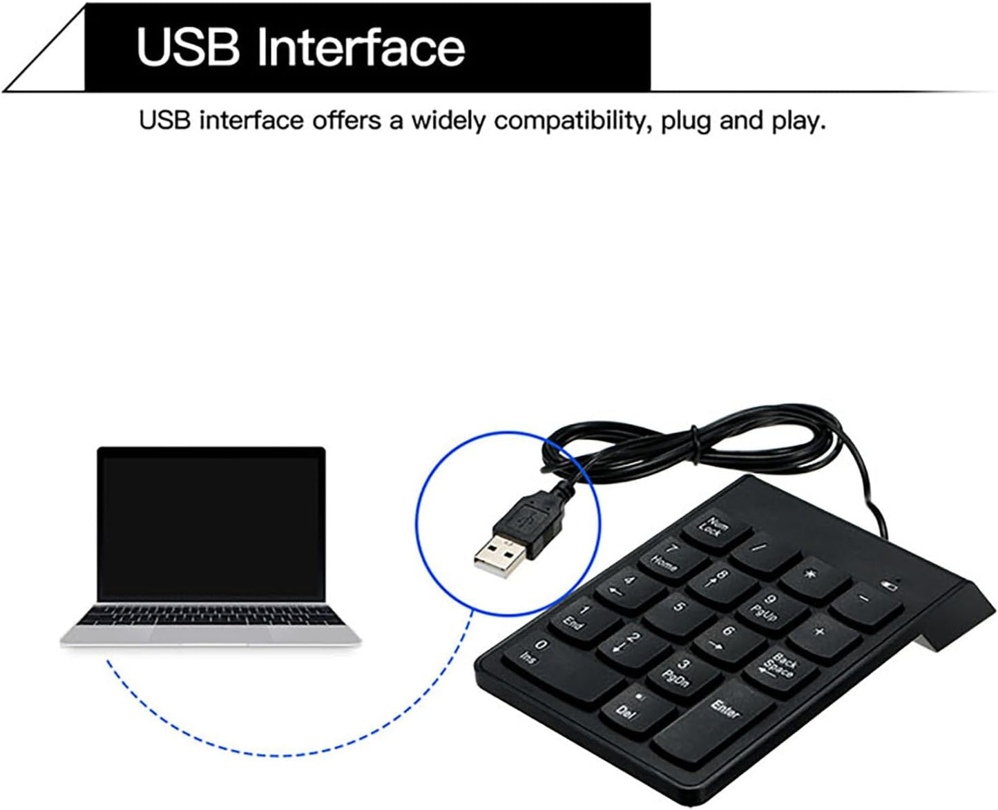 cimetech 18 Wired Number Keypad, Key USB Numeric Pad Keyboard for Laptop PC Computer Desktop Surface Pro Notebook
