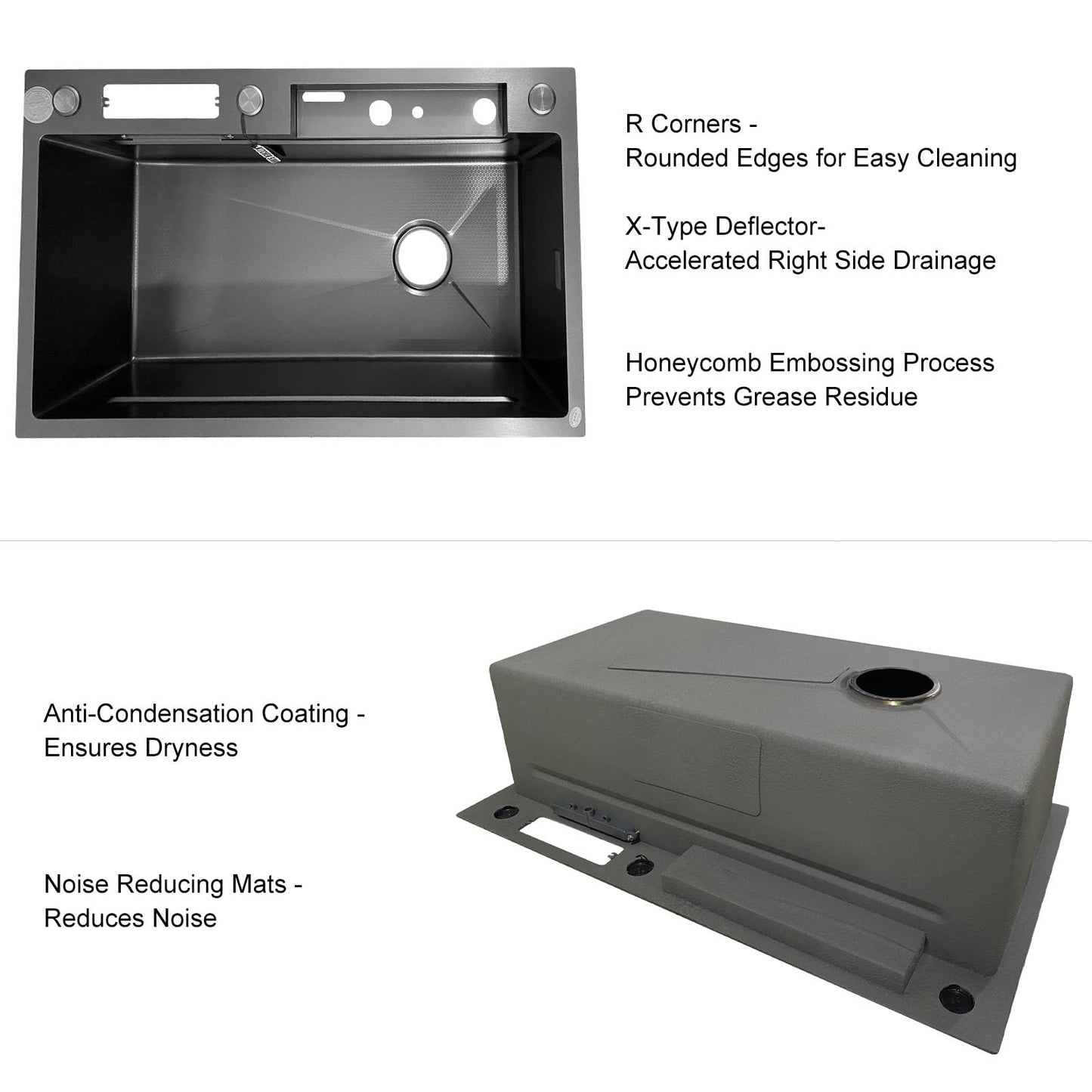 SDGRP Kitchen Sink 304 Stainless Steel Undermount Sink Drop in Single Bowl Kitchen Sinks, With Pull Down Sprayhead Faucet, With Pressurized Cup Washer and Two Waterfalls (31.5 x 18.1 inch)