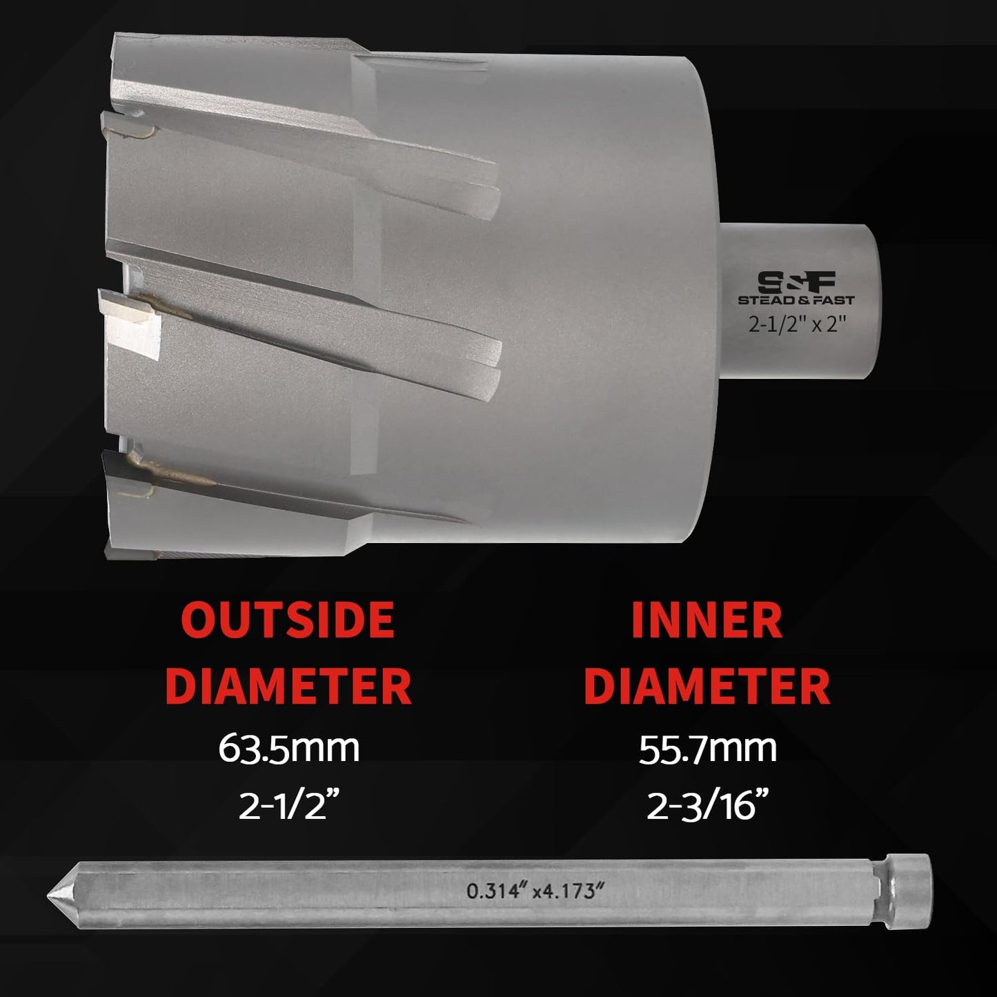 S&F STEAD & FAST Carbide Annular Cutter 2-1/2" Cutting Diameter, 2" Depth of Cut, 3/4" Weldon Shank