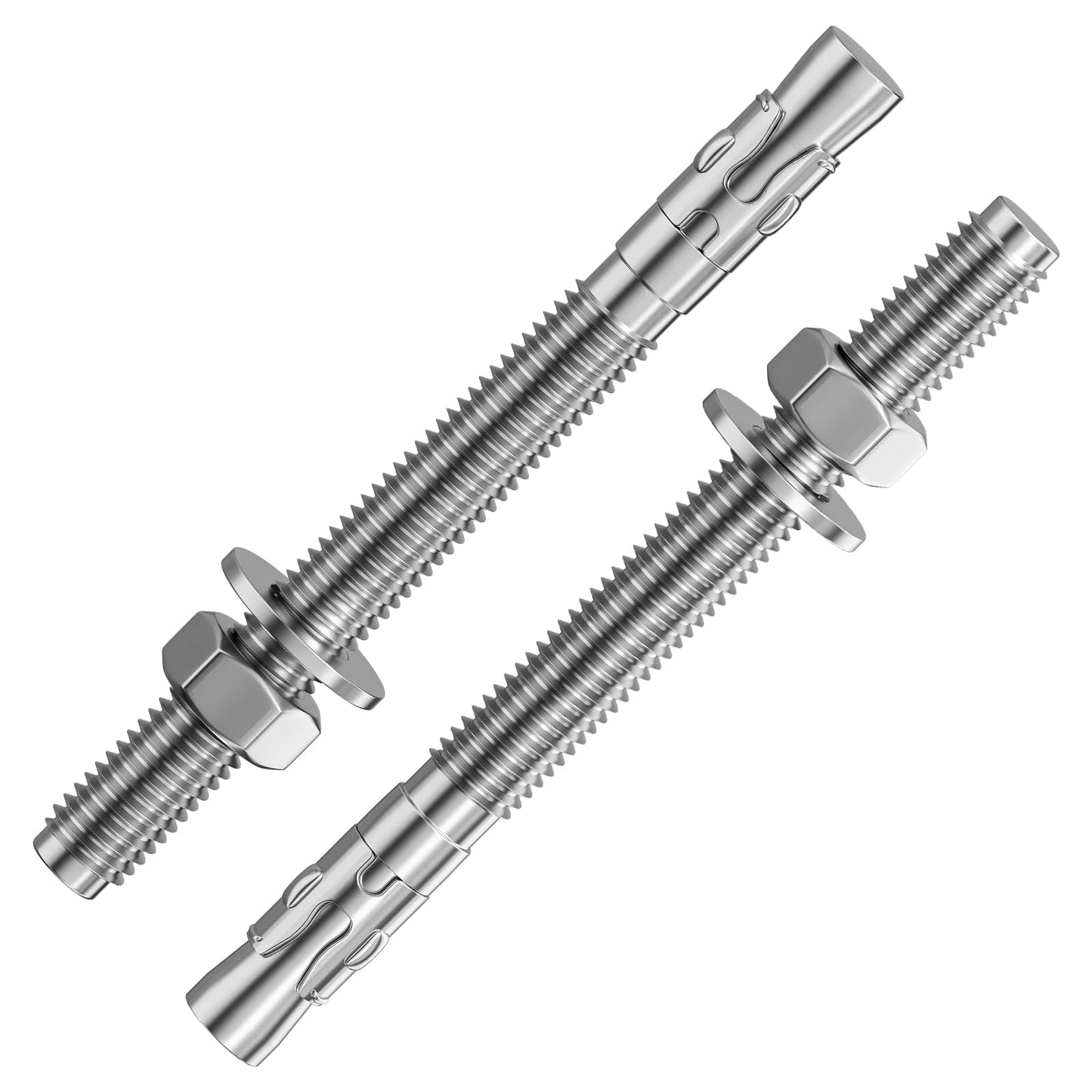 Wensilon 30Pcs 1/2x6 Inch Standard Fasteners for Heavy-Duty 304 Stainless Steel Wedge Anchors for Cement and Concrete