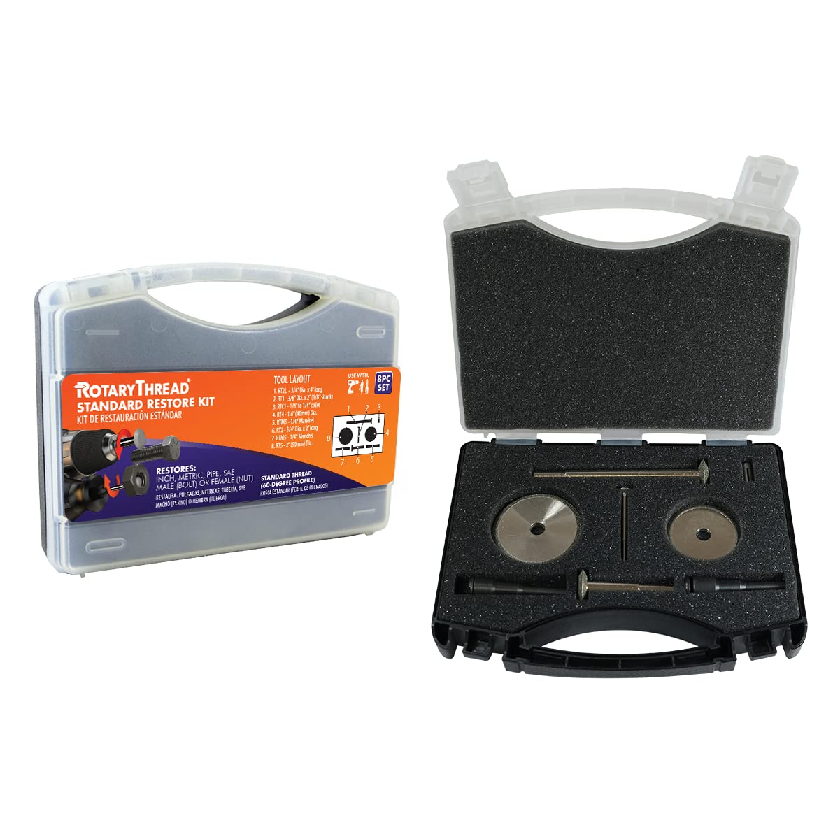 Rotary Thread Repair Kits - Faster & Easier to Chase, Restore & Clean Internal or External Threads, All in One Universal Thread Files Set, Inch, Metric, Grooves, Glands, Acme, Buttress Thread