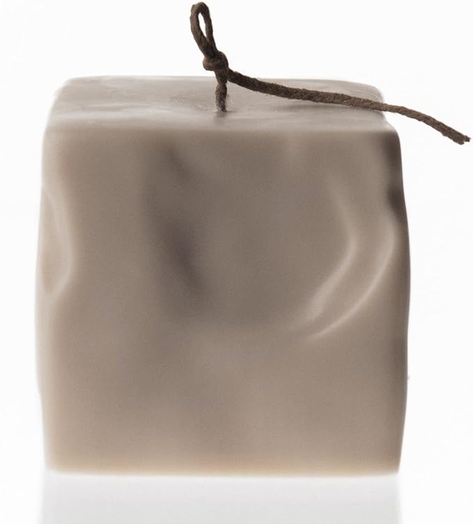 LAWA Raw Block Candle - Beautiful Handmade Pillar Scented Soy Wax Elegant Aesthetic Candle Housewarming Gift Home Room Shelf Decor Idea (Light Beige, Small)