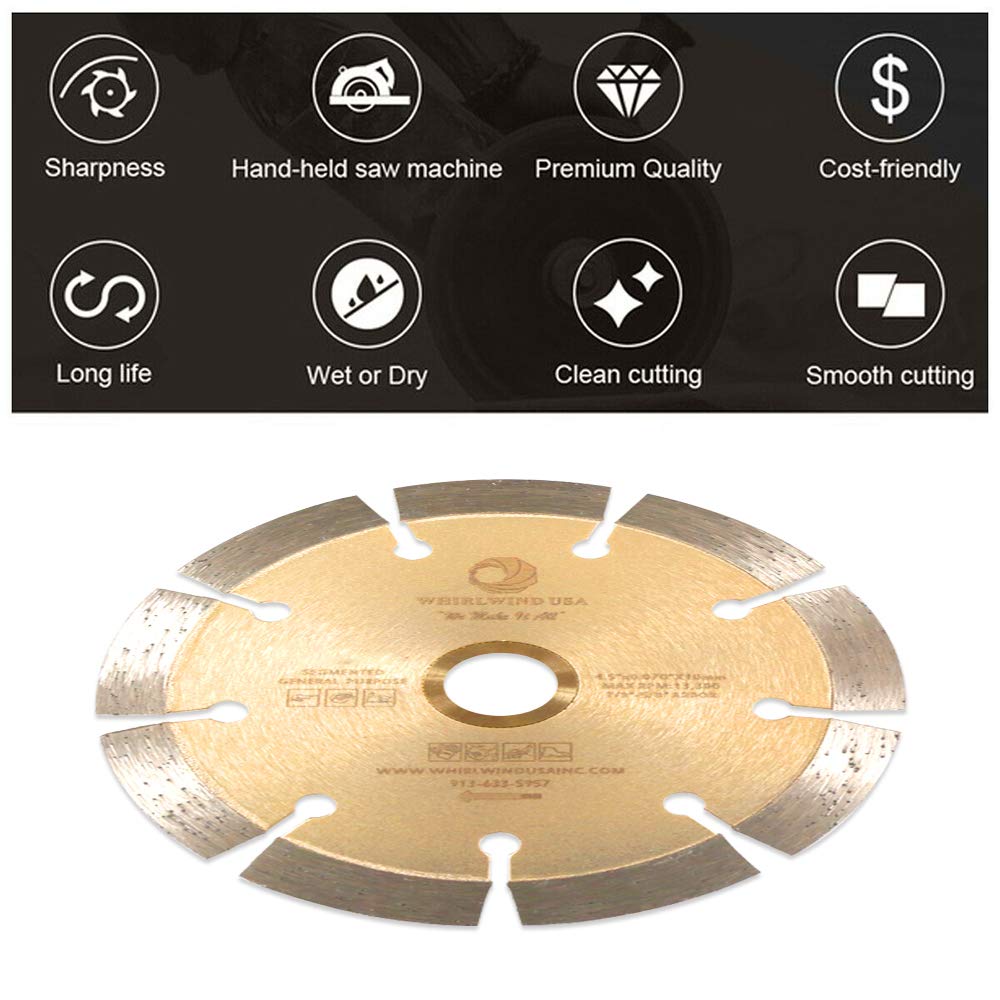 Whirlwind USA LSS 9 inch Dry or Wet Cutting General Purpose Power Saw Segmented Diamond Blades for Masonry Brick/Block Pavers Concrete Stone (9")