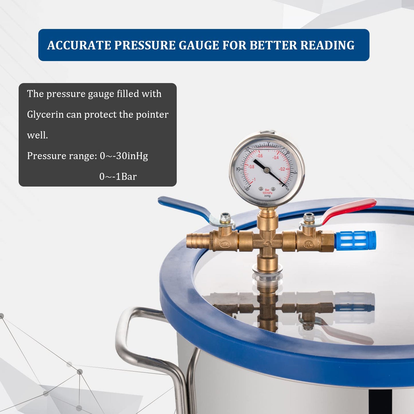 P PBAUTOS 9 Gallon Tempered Glass Vacuum Chamber with Two Rubber Seals, 33L Degassing Chamber Kit with 5 CFM 1/3HP Single Stage Vacuum Pump Without Oil, Perfect for Stabilizing Wood