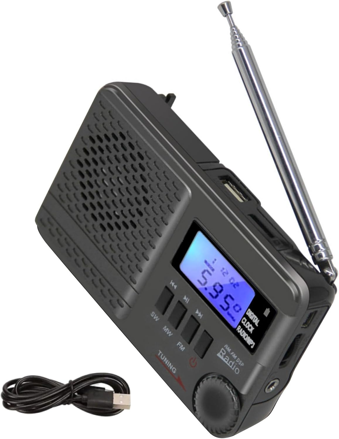 DBEIXIWEI 32GB MP3 Digital Tri-Band AM FM SW Radio Support USB Flash Drive & Micro SD Card Max Built-in Player & Clock
