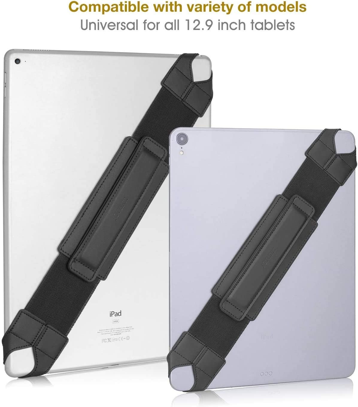 joylink 360 2018, 12.9 Inch Universal Tablet Hand Strap Holder, Degrees Swivel Leather Handle Grip with Elastic Belt