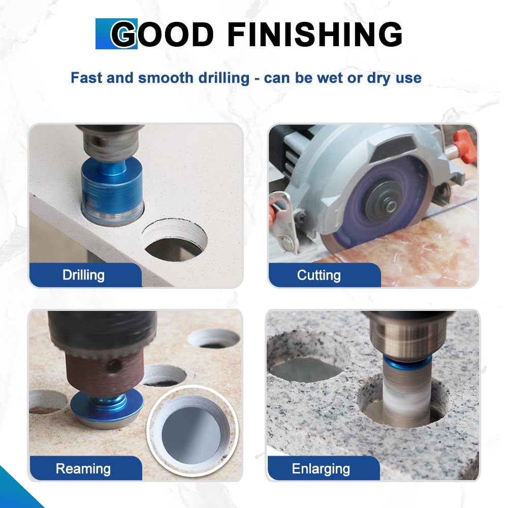 BRSCHNITT Diamond Tile Hole Saw Kit with Pilot Bit - (6-65mm) Dry Diamond Core Drill Bit Triangle Shank&Tile Blade for Porcelain Tile Ceramic Stone Granite Marble