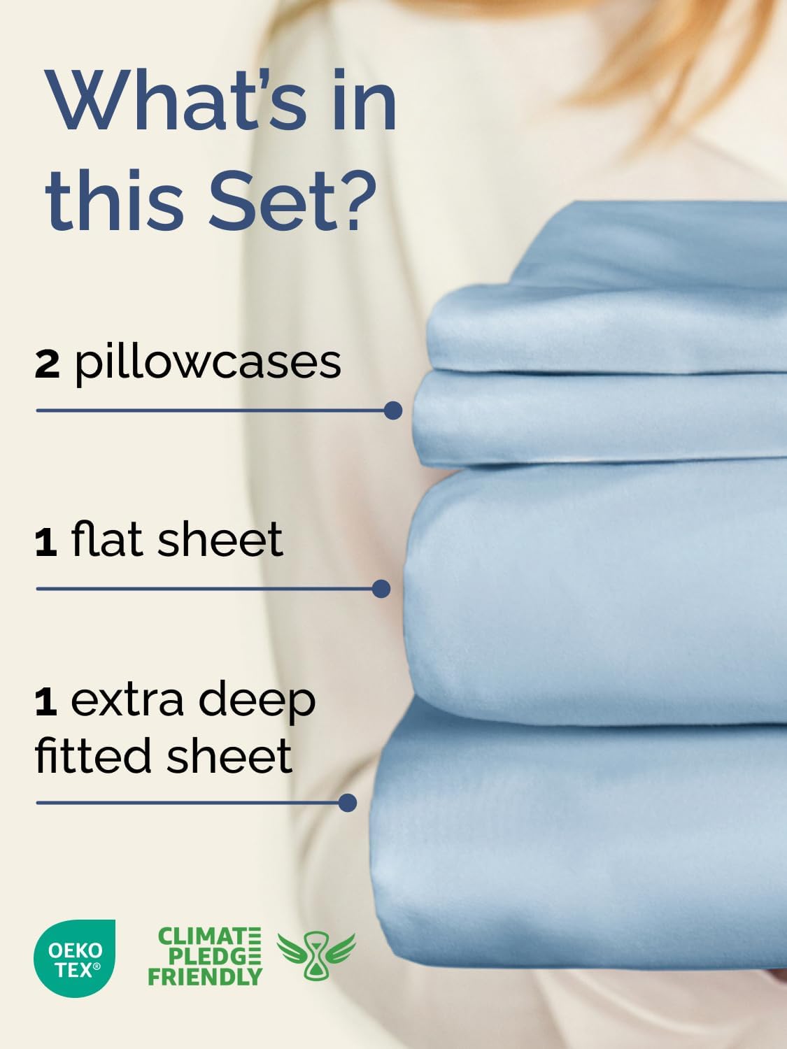 Skiennix Extra Deep Twin Sheet Set | 4-Piece Breathable Cooling Bedding - Soft & Wrinkle-Free - Sky Blue