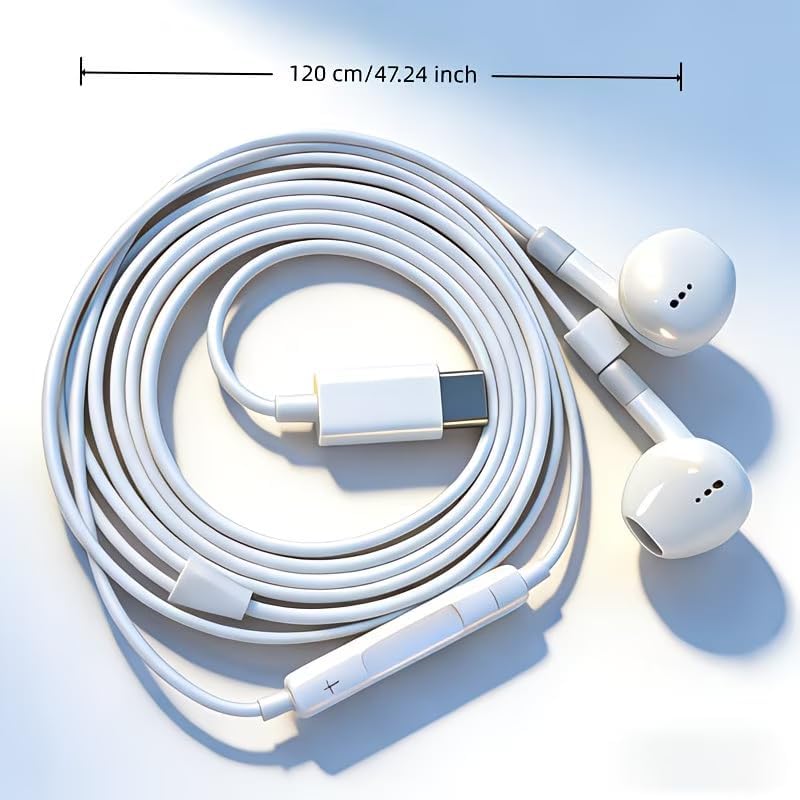 Generic 17/16/15, Noise Cancelling USB-C Wired Earbuds Compatible for iPhone iPad, Type-C Headphones with Microphone