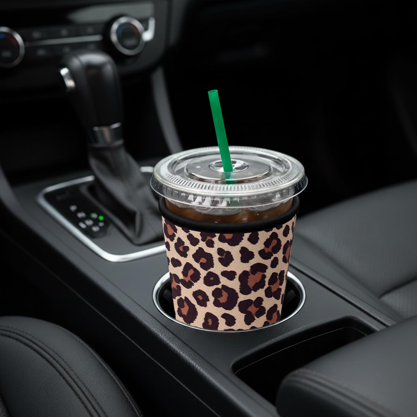 XccMe Reusable Iced Coffee Insulator Sleeve for Cold Beverages,3 Pack Neoprene Coffee Coolies sleeves for Iced & Hot Drinks,Drink Sleeve Compatible with Starbucks Coffee and More (Leopard 2)