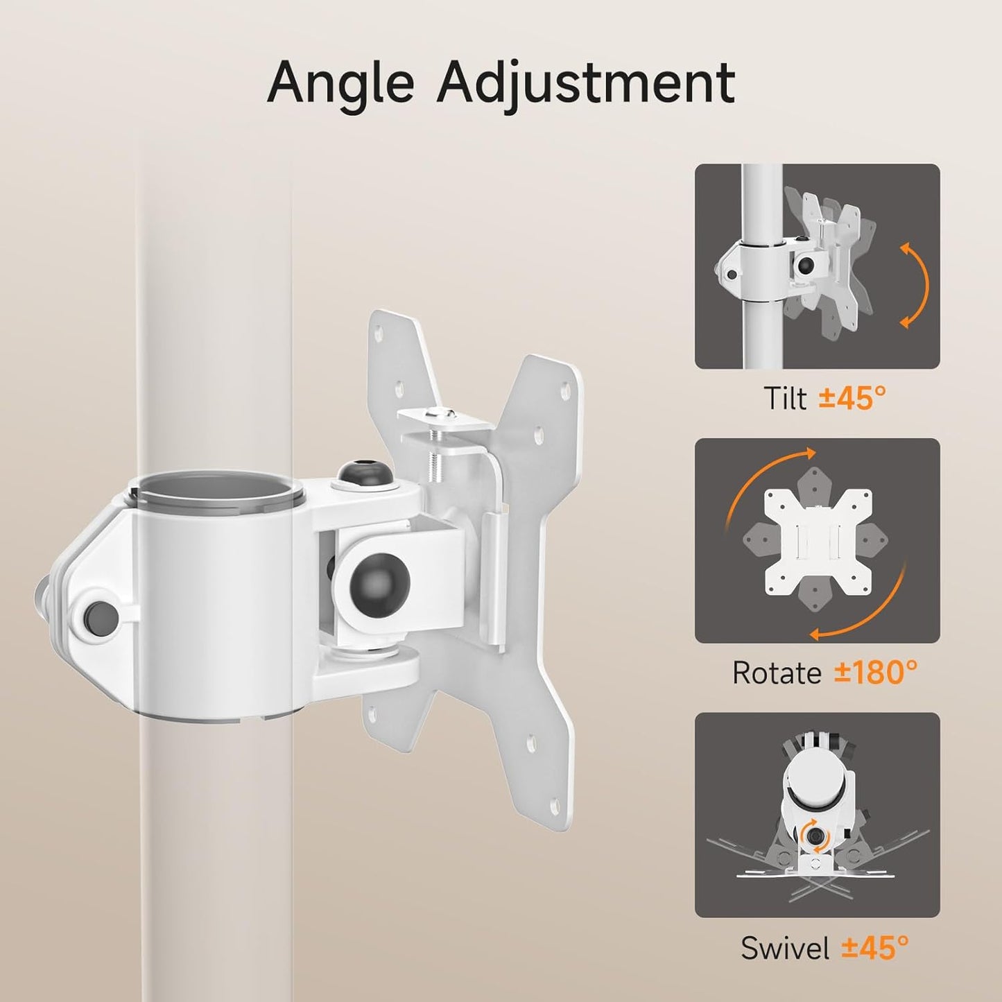 suptek Mount,White(MD6TBW-2) Single Head and Plate Vesa Pole Mount Bracket for Monitor