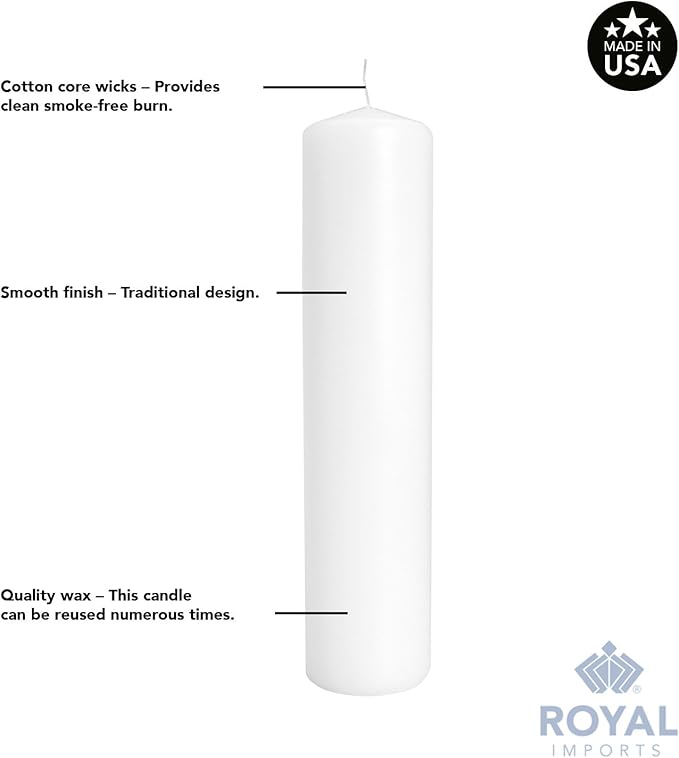 Royal Imports Pillar Candles White Unscented Premium Wax, 20 Hours Burning for Wedding, Spa, Party, Birthday, Holiday, Bath, Home Decor - 2"x3" Inch - Set of 12