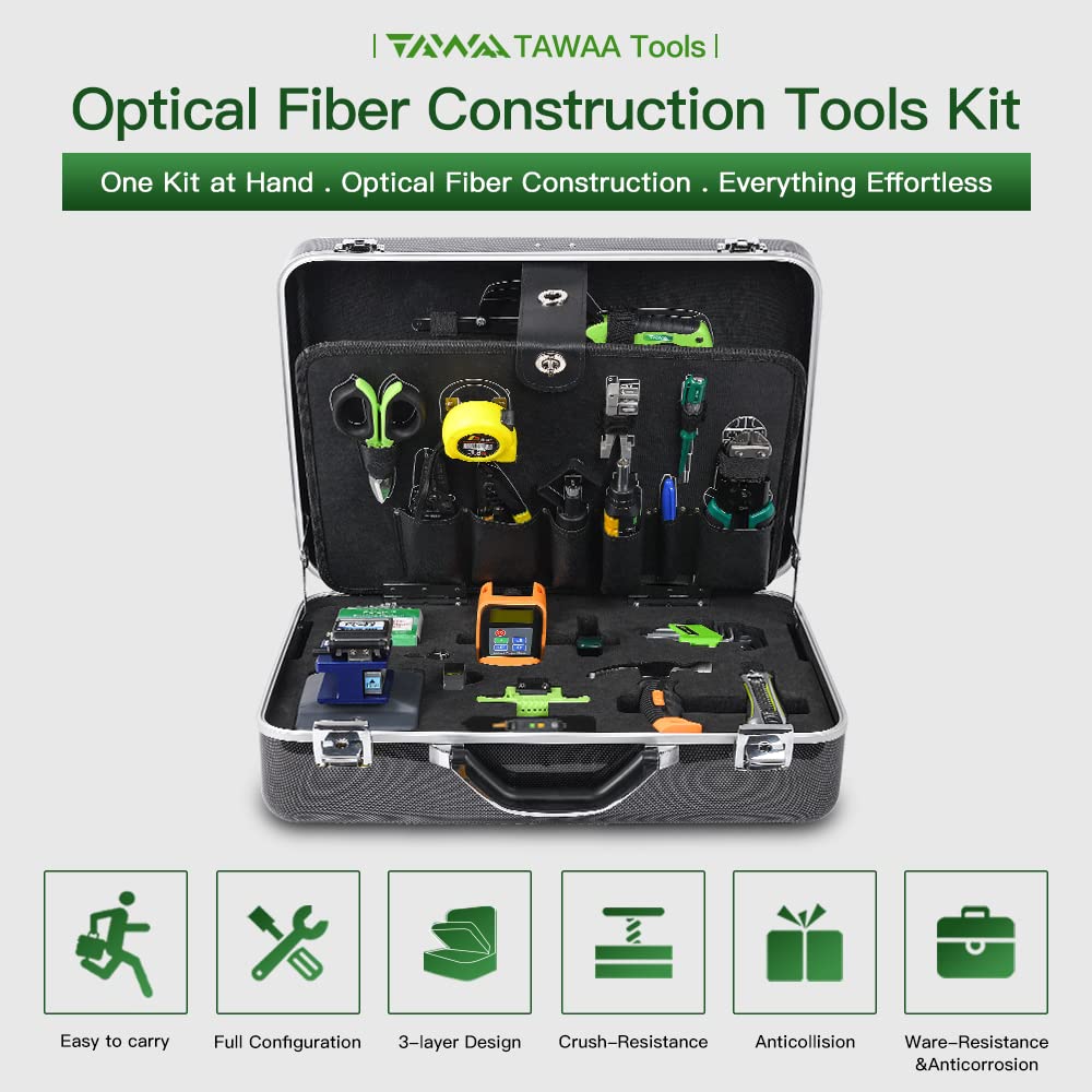 Komshine Optical Fusion Splicer EX39 FTTH Mini Fiber Fusion Splicer Machine Kit 8s Fast Splicing Fast-Heating 18s w/Fiber Cleaver FC-20 + Multi-Functional FTTH TFS-40D Toolkit