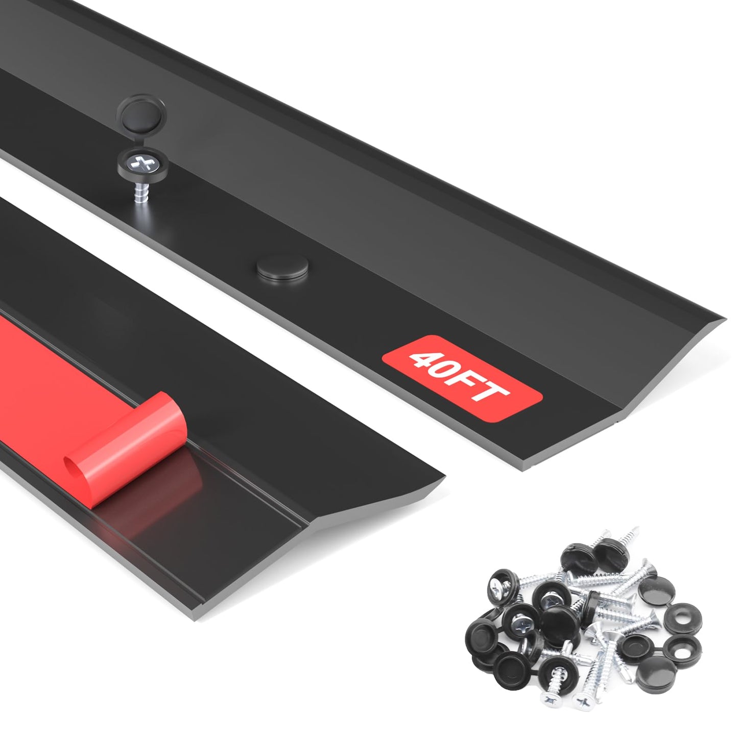 Garage Door Seal Top and Sides - Jobon 40FT Black Flexible TPE Self Adhesive Weather Stripping Kit | Block Rodents Drafts Rain Dust | Easy DIY Installation Universal Replacement