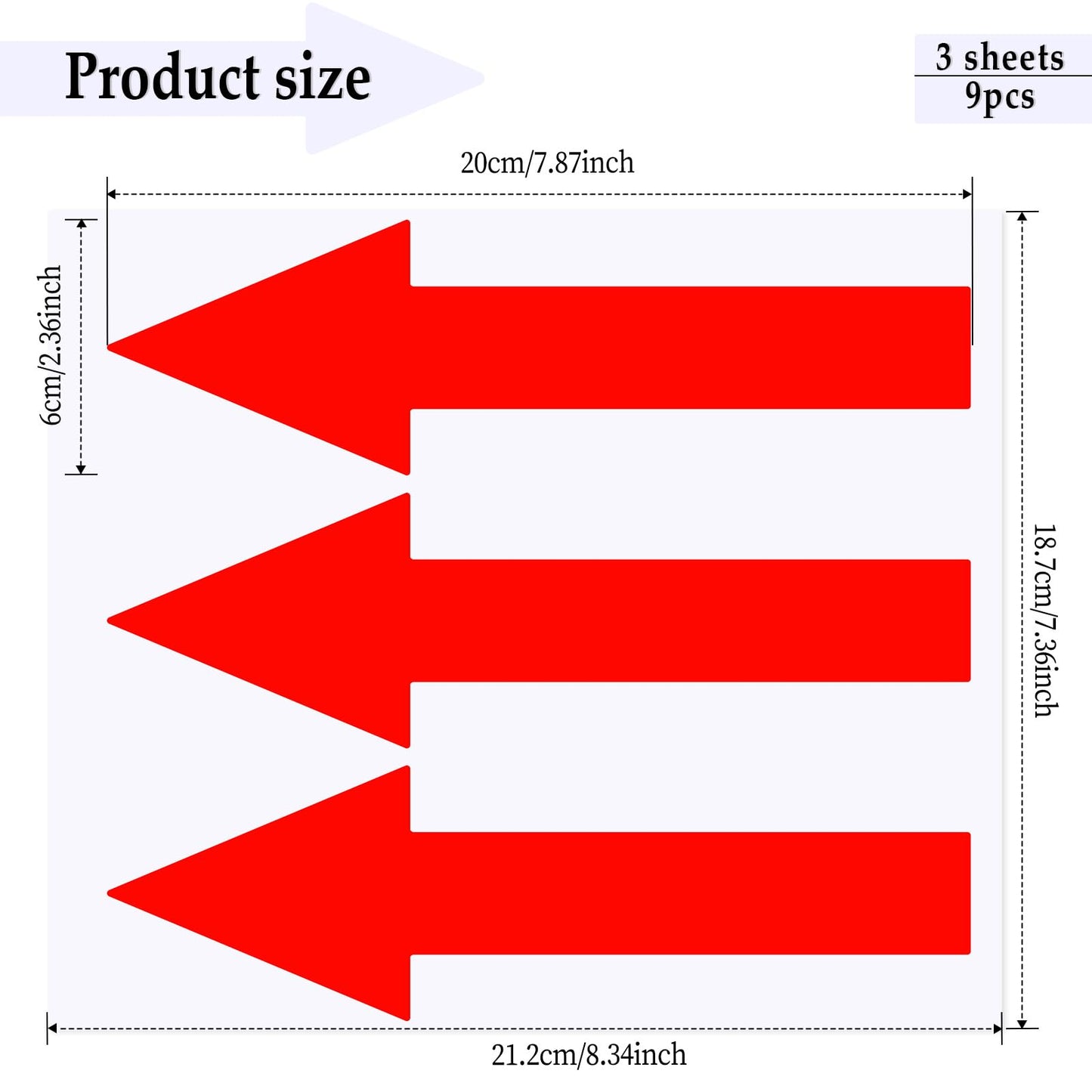 9 Pcs Red Arrow Stickers for Signs Directional Sign Arrows Decals Adhesive Arrow Sign Sticker Waterproof Floor Road Instruction Arrow Marking Stickers PVC Wall Marking Arrow Signs