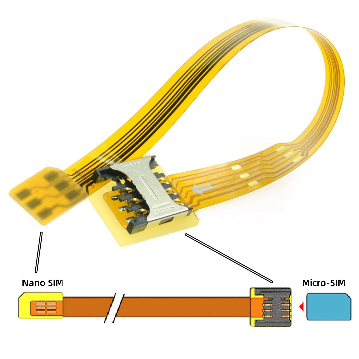 10cm chenyang Soft Flat FPC Cable Micro SIM Card to Nano SIM Kit Male to Female Extension Extender Cable
