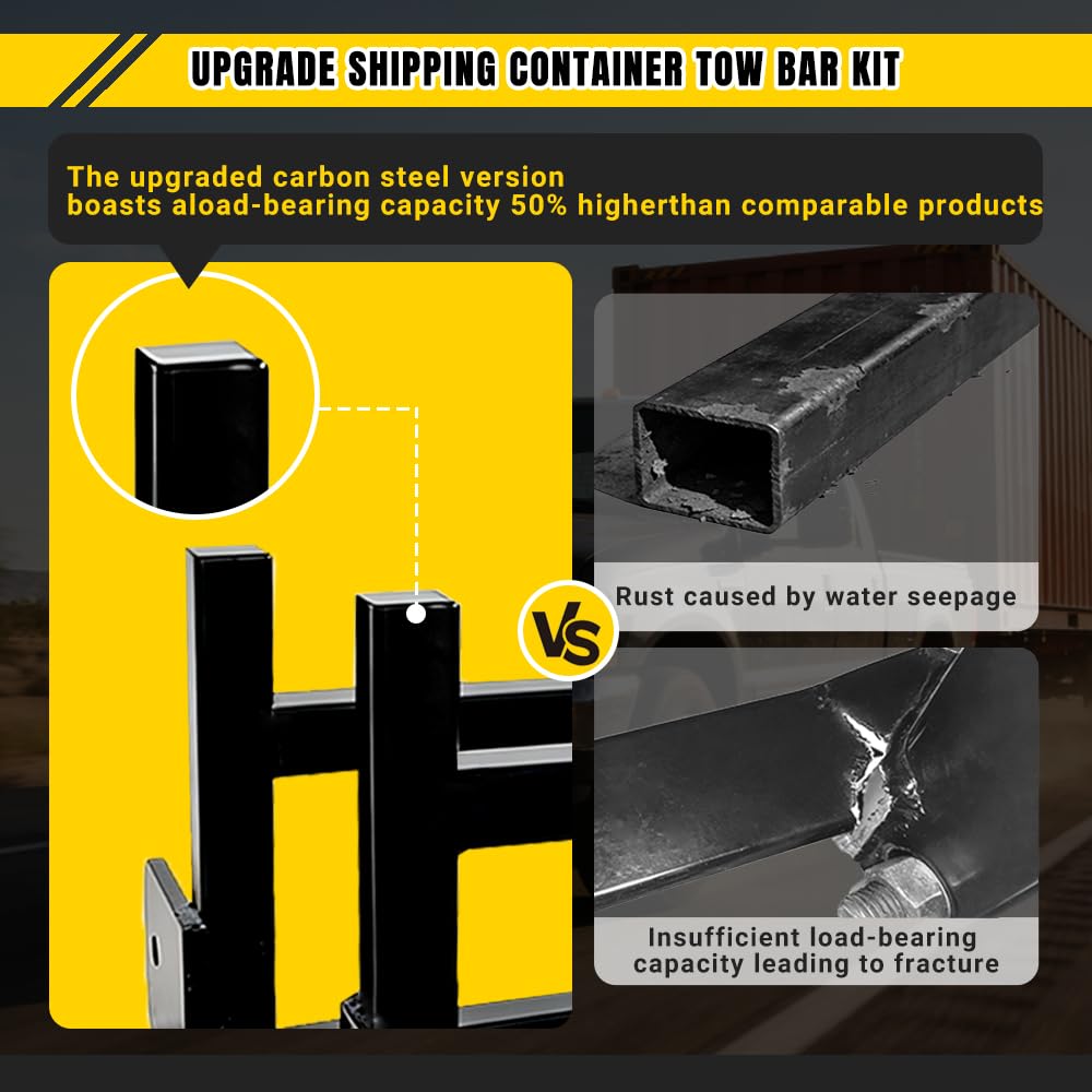 AvmrLc Upgraded Shipping Container Tow Bar Kit, New Material Shipping Container Truck Towing, Split Design for Easy Storage, Suitable for 20ft - 40ft Containers