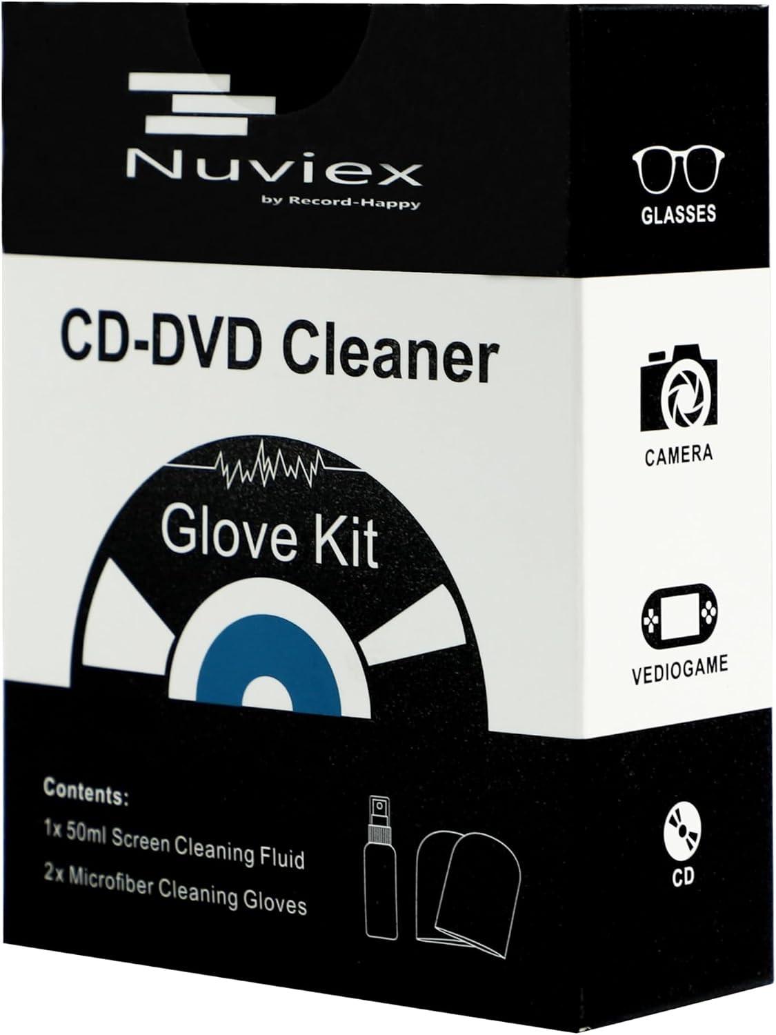 Set Premium CD Cleaner Cloth Kit - Compact Disc CD-DVD Cleaning Fluid and Microfiber Towel Anti-Static Glove