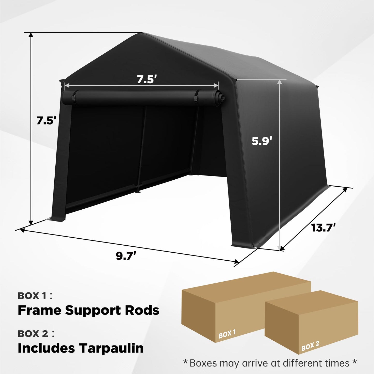 8 x 14 Portable Carport Storage Shed, Heavy-Duty Outdoor Shelter with Slide-Up Zippered Door, Canopy for Cars, ATVs, Bicycles, and Yard Tools, Weather-Resistant and Easy-to-Assemble