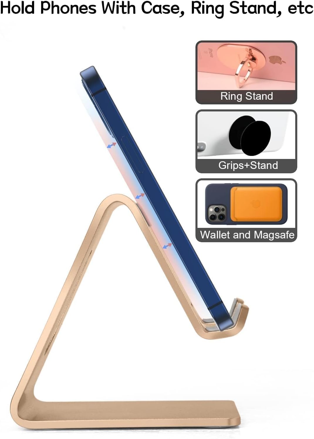 Aoviho iPhone17 16 15 14 13 12 11 8 7 6 6s Desk Cell Phone Stand Phone Holder, Aluminum Phone Cradle Dock for pro Mini
