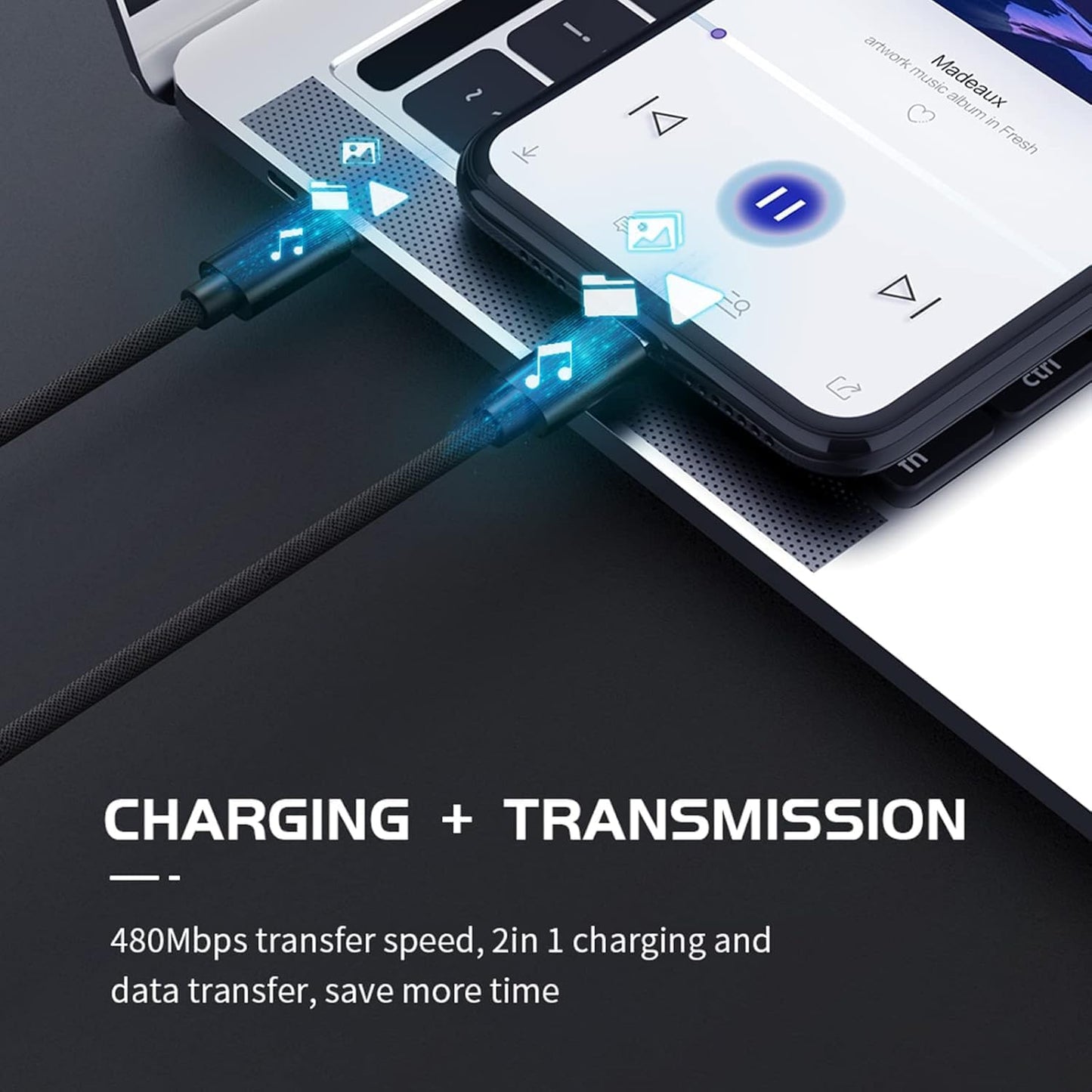 LQMBABY 2 3.3FT USB C to Micro USB Cable, Pcs USBC to Micro USB Cable - Charging Cord & Data Sync, Compatible with Wall