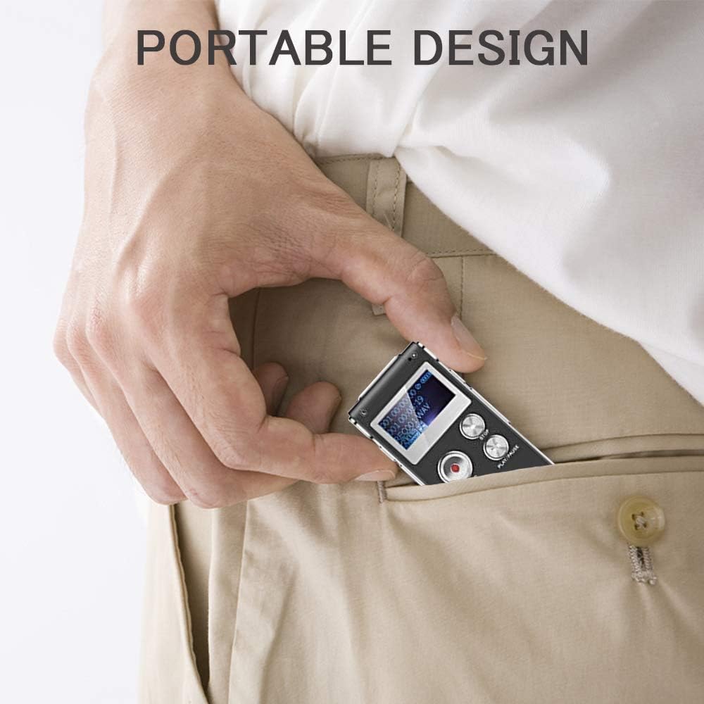 Aomago 64GB MP3 Digital Voice Recorder Voice Activated Recorder for Lectures, Meetings, Interviews Audio Mini Recorder