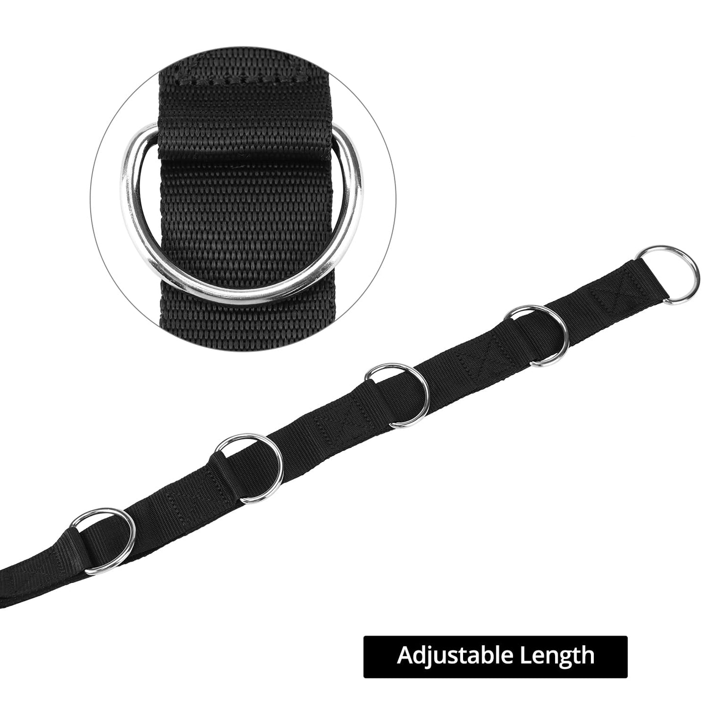 QWORK Fitness Metal Gym Handles with 5 Adjustable D-Ring Buckles - Heavy-Duty Handles for Pulley Systems, Pull-Down, Shoulder, Biceps, Triceps Exercises