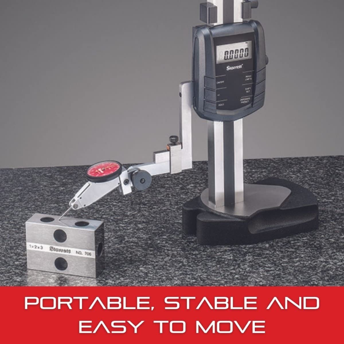 Starrett Electronic Digital Height Gage, SPC Output with Scriber - 0-24" Range, .0005" Resolution, Manual On/Off, Large LCD Display - 3754-24/600