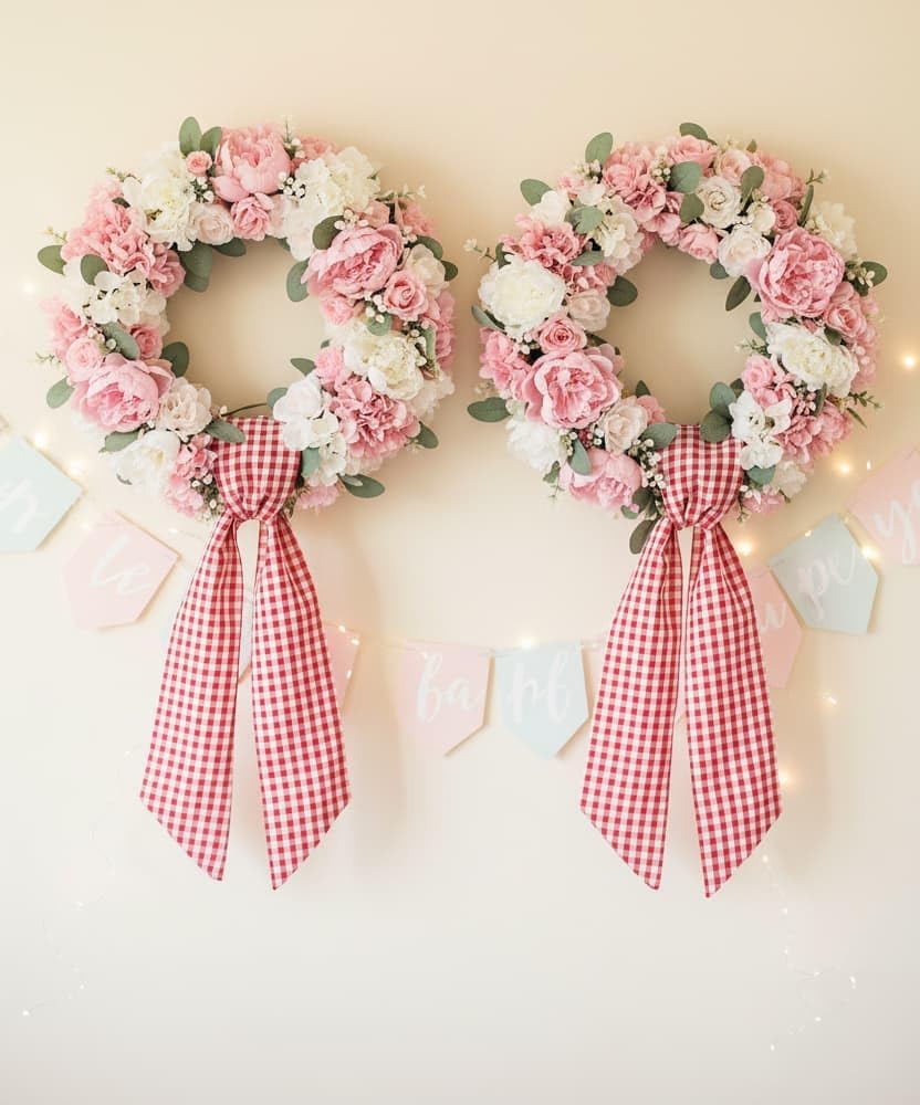 Red White Checkered Plaid Bow Ribbon Wreath Sash by [Brand Name] - Perfect for Christmas, Valentine's Day & Patriotic Decor (5.12" x 54.33")